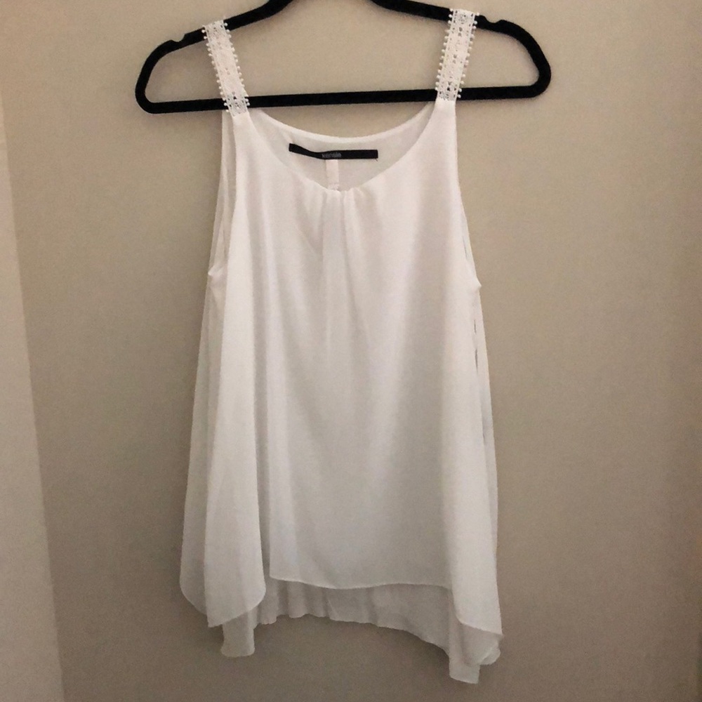 White tank/cami with crochet straps